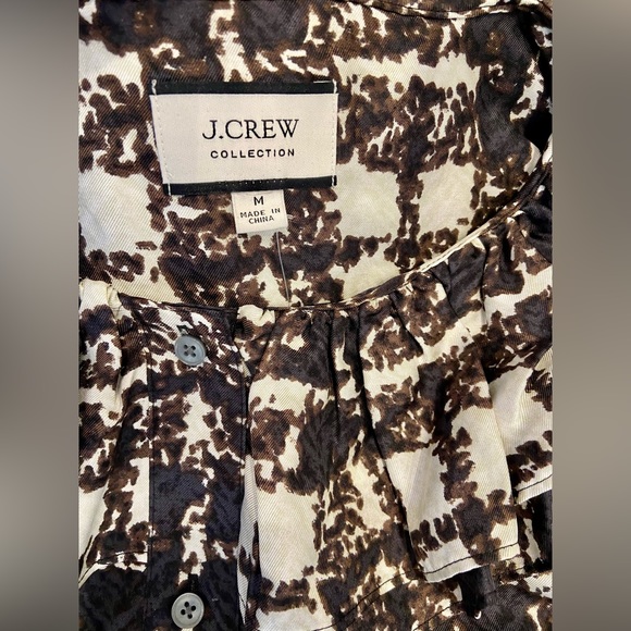 NWT J. Crew Collection silk twill ruffle-collar top in plaid - Picture 15 of 15